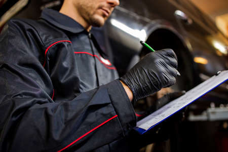 Car Mechanic Portrait. Caucasian Auto Service Worker In His 30S.の写真素材