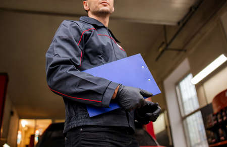Car Mechanic Portrait. Caucasian Auto Service Worker In His 30S.の写真素材