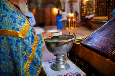 Father In Church Service In A Christian Temple.