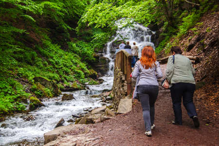 Beautiful waterfall in the mountains on the west of Ukraine.の写真素材