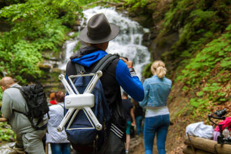 Beautiful waterfall in the mountains on the west of Ukraine.の写真素材