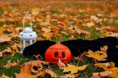 Stylish Golden Halloween Pumpkin Decoration Of Streets, Cafes
