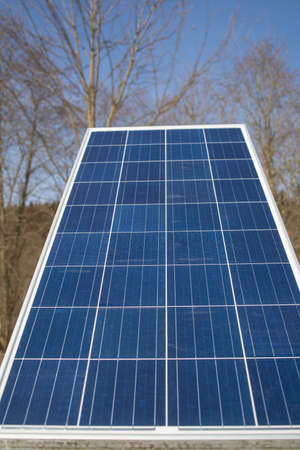 Solar Panel Against Blue Sky In Forest.