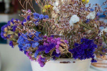 Dry Leaf And Branch Flower In Vase Or Pot In Garden At Home Is The Interiorの写真素材