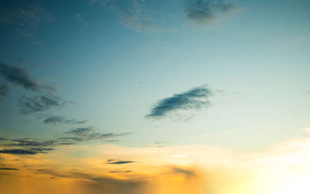 Sunset Sky Covered With Orange Puffy Clouds In The Evening.の写真素材