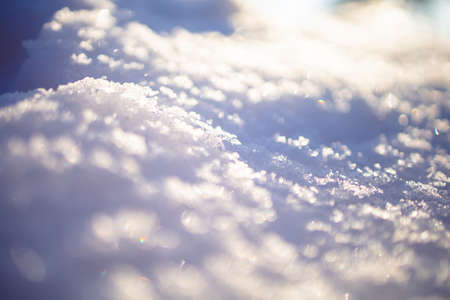 Winter snow. Snow texture Top view of snow. Texture for design. Snowy white texture. Snowflakes.の写真素材