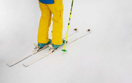 People skiing in the snow. athlete skier in a ski tour on skis.