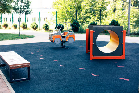 Children playground equipment in the park. The concept of a healthy lifestyle.の写真素材
