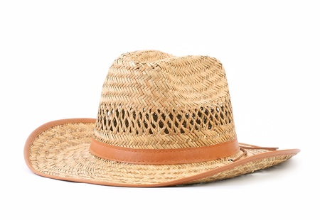 Straw hat isolated on white backgroundの写真素材