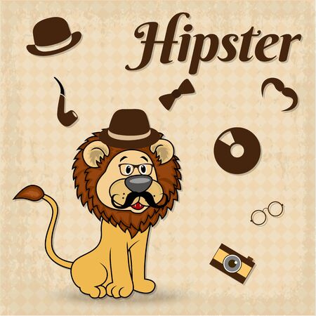 Lion-Hipster With Moustachesのイラスト素材