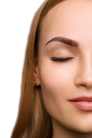 Permanent make up on eyebrows.の写真素材