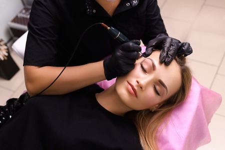 Permanent make up on eyebrows.の写真素材