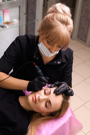 Permanent make up on eyebrows.の写真素材