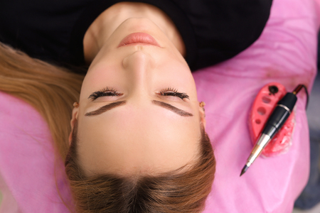 Permanent make up on eyebrows.の写真素材