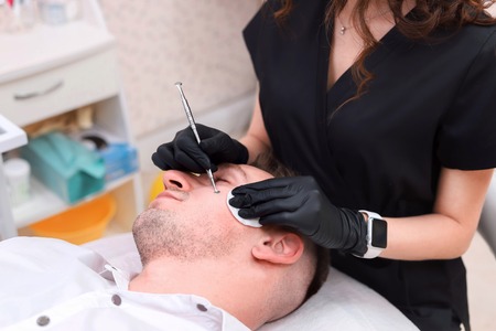 Cleaning man face.の写真素材