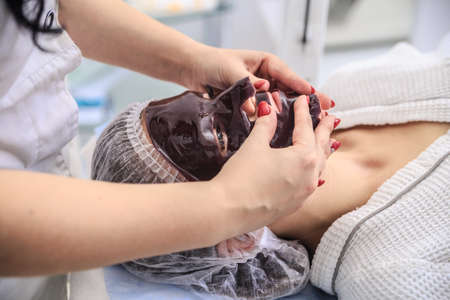 Chocolate Mask Facial Spa. Chocolate Treatments. Beauty Spa Salon.の写真素材