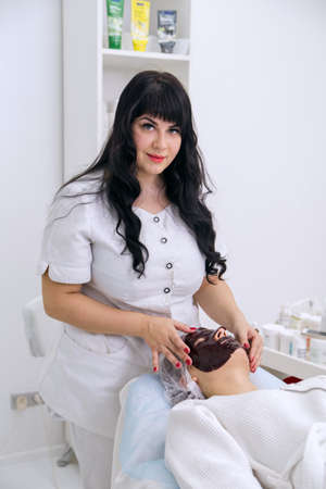 Chocolate Mask Facial Spa. Chocolate Treatments. Beauty Spa Salon.の写真素材