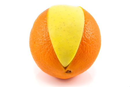 Superfruit - apple and orange combinationの写真素材
