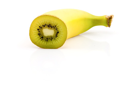 Super fruit  Banana and kiwi combinationの写真素材
