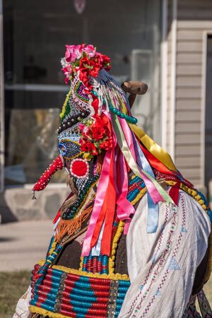 Bulgarian traditional mask and costume celebration called Kukeriの写真素材