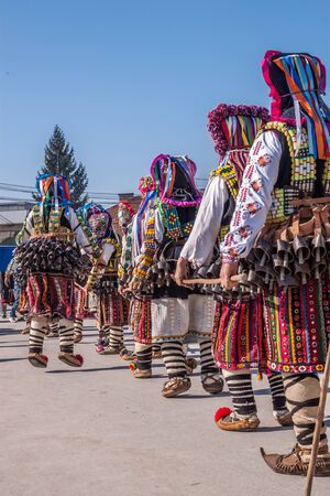Bulgarian traditional mask and costume celebration called Kukeriの写真素材