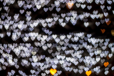 Heart qustom bokeh. City street lights.の写真素材