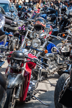 PLOVDIV, BULGARIA - MARCH 22, 2015 - Motorcycle season opening 22 March 2015. Annual motorbike fans meeting and parade.のeditorial素材