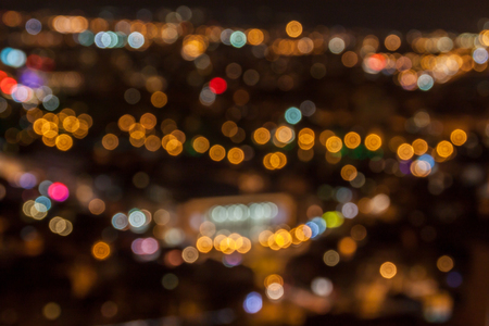 Defocused city lights over Plovdiv, Bulgaria