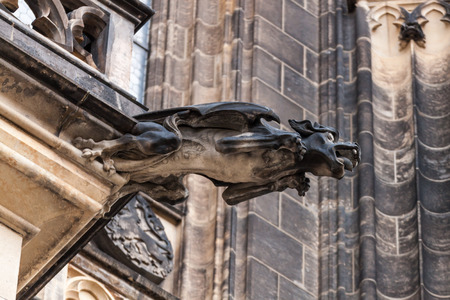 Gargoyle statue on Saint Vitus Cathedral in Pragueの写真素材