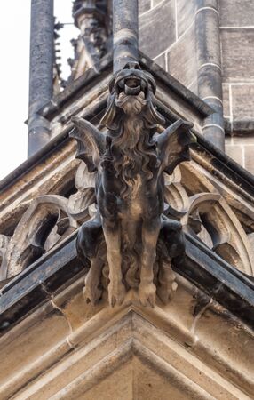 Gargoyle statue on Saint Vitus Cathedral in Pragueの写真素材