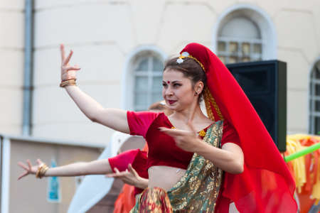 PLOVDIV, BULGARIA -JUNE 6, 2015 - First street carnival in Plovdiv, Bulgaria. Dance clubs and...