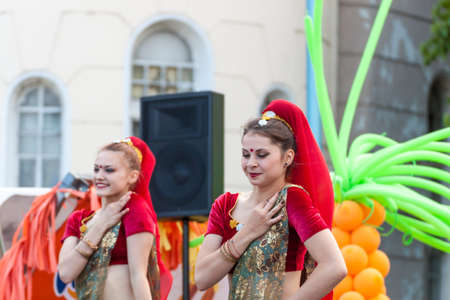 PLOVDIV, BULGARIA -JUNE 6, 2015 - First street carnival in Plovdiv, Bulgaria. Dance clubs and schools from the area performing different styles of modern and traditional dances on the street.のeditorial素材