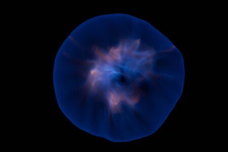 Fireball with blue flames isolated on black background