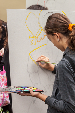 PLOVDIV, BULGARIA - SEPTEMBER 26, 2015 - Autumn Crafts Fair in the Old Town of Plovdiv, Bulgaria. The fair includes activities like wool felting, pottery, wood carving, painting and many more.のeditorial素材