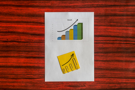 Paper clips attached by size on a yellow note.