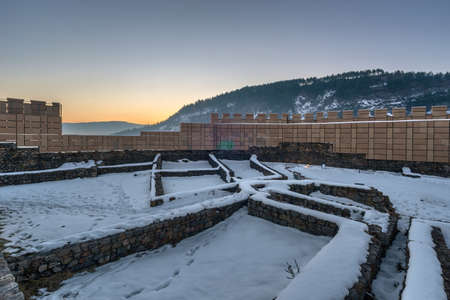Krakra fortress during sunrise. The fort is located near Pernik city in Bulgaria.のeditorial素材