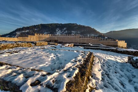 Amazing sunset in the Krakra fortress. The fort is located near Pernik city in Bulgaria.のeditorial素材