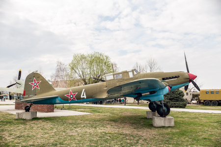 PLOVDIV, BULGARIA - MARCH 03, 2016 - Airshow and demonstration for the Bulgarian Independence day annual celebrations. Exhibition of obsolete and retired from the Bulgaria air force jet fighters.のeditorial素材