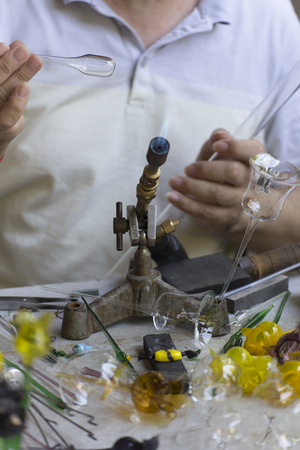 Small workshop of a glass shaping personの写真素材