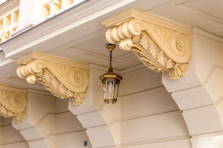 Bohemian architecture details. Ornaments and street lanterns.の写真素材