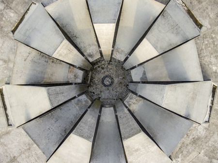 Aerial view of an urban symmetrical architecture. Concrete tiles and structure.の写真素材