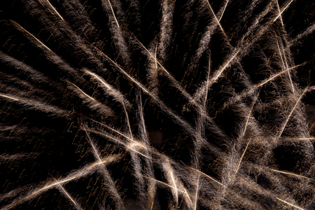 Close-up of a fireworks display. Unique forms and patterns on black background.