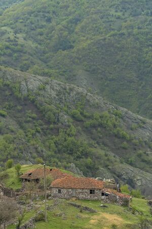 Abandoned and destroyed house in the Rhodope mountain in Bulgariaの写真素材