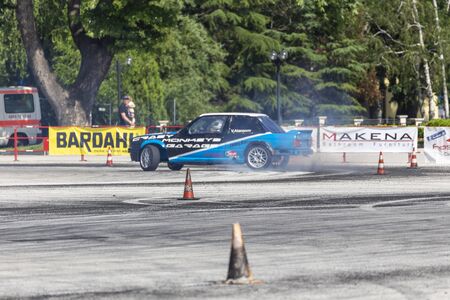 PLOVDIV, BULGARIA - JUNE 08, 2019 - Drift car racing and time attack competition in Plovdiv city in Bulgariaのeditorial素材