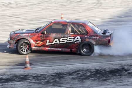PLOVDIV, BULGARIA - JUNE 08, 2019 - Drift car racing and time attack competition in Plovdiv city in Bulgariaのeditorial素材