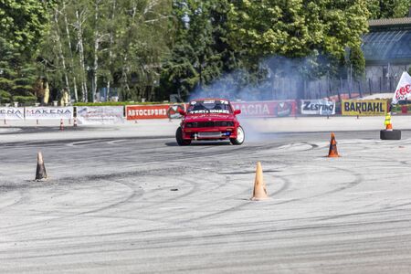 PLOVDIV, BULGARIA - JUNE 08, 2019 - Drift car racing and time attack competition in Plovdiv city in Bulgariaのeditorial素材