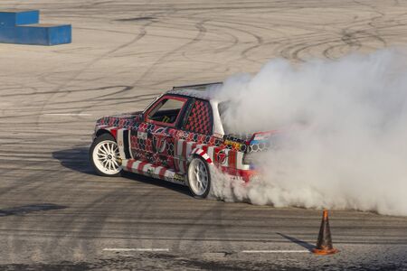 PLOVDIV, BULGARIA - JUNE 08, 2019 - Drift car racing and time attack competition in Plovdiv city in Bulgariaのeditorial素材