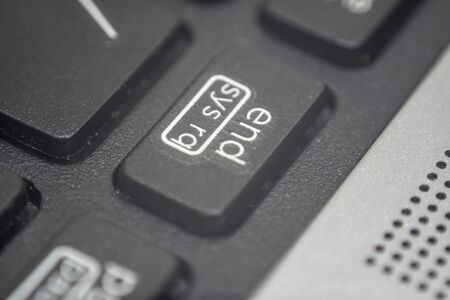 Extreme macro of the end key on a laptop keyboardの写真素材