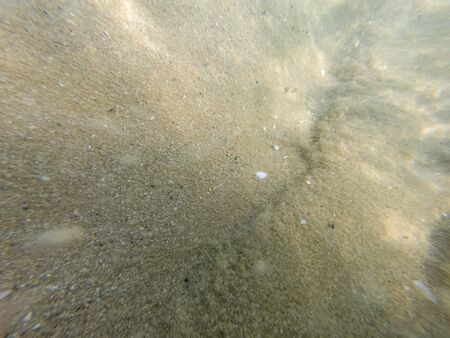 Under water view of sandy sea floor with flowing sandの写真素材