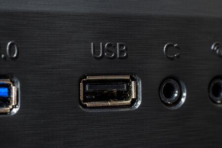 Extreme macro of an USB 2.0 port on a computerの写真素材